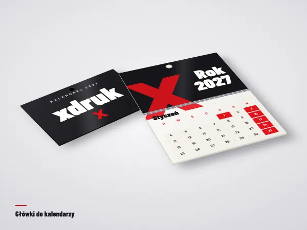 Kartonowa główka kalendarza ściennego z kolorową grafiką